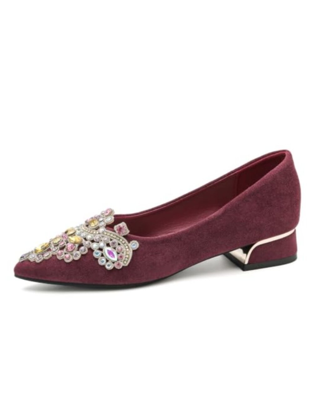 Suede Pointed Toe Block Heel Pumps Dress Shoes
